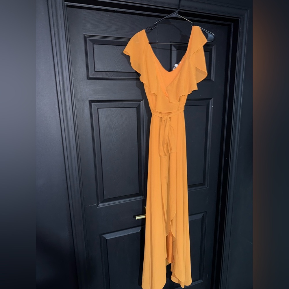 Burnt orange high high low dress